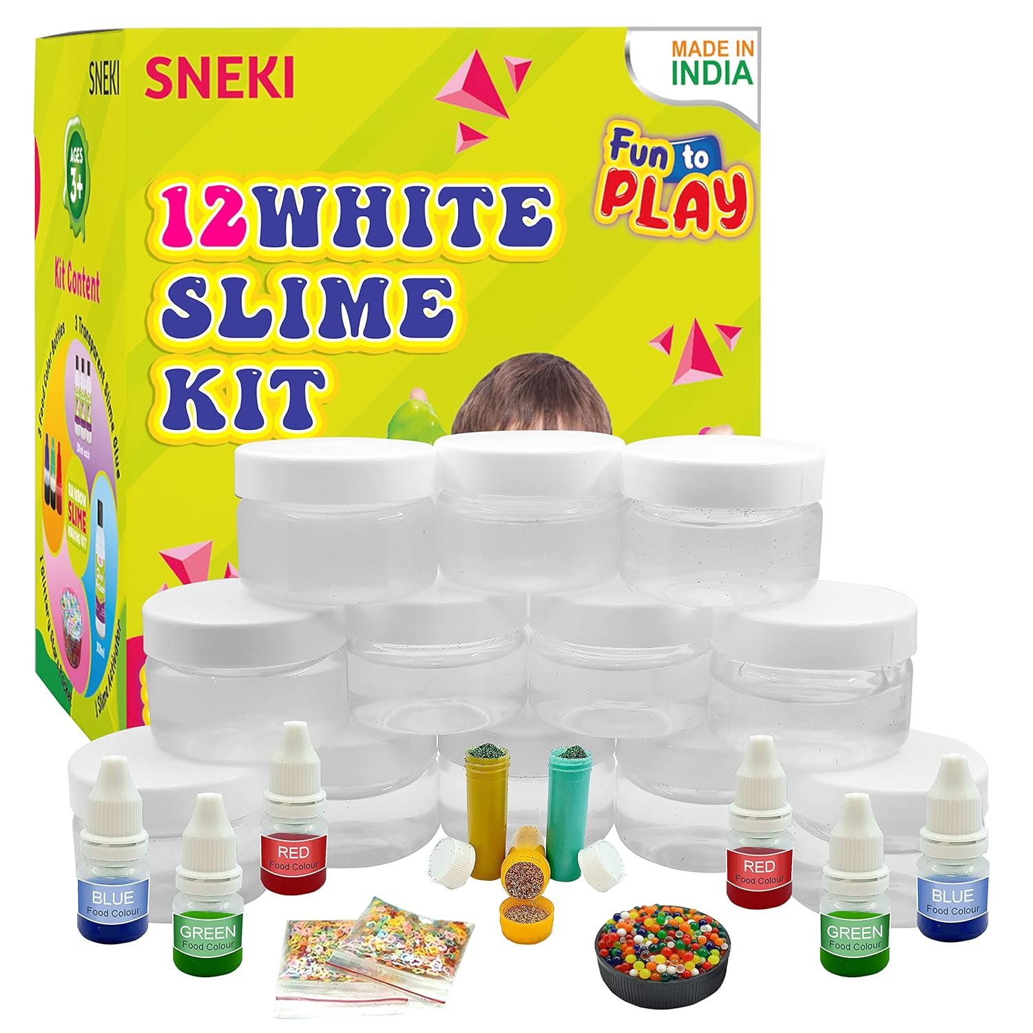 SNEKI DIY Transparent Scented Slime Kit for Kids with Glitter| Charms | Star | Beads Set