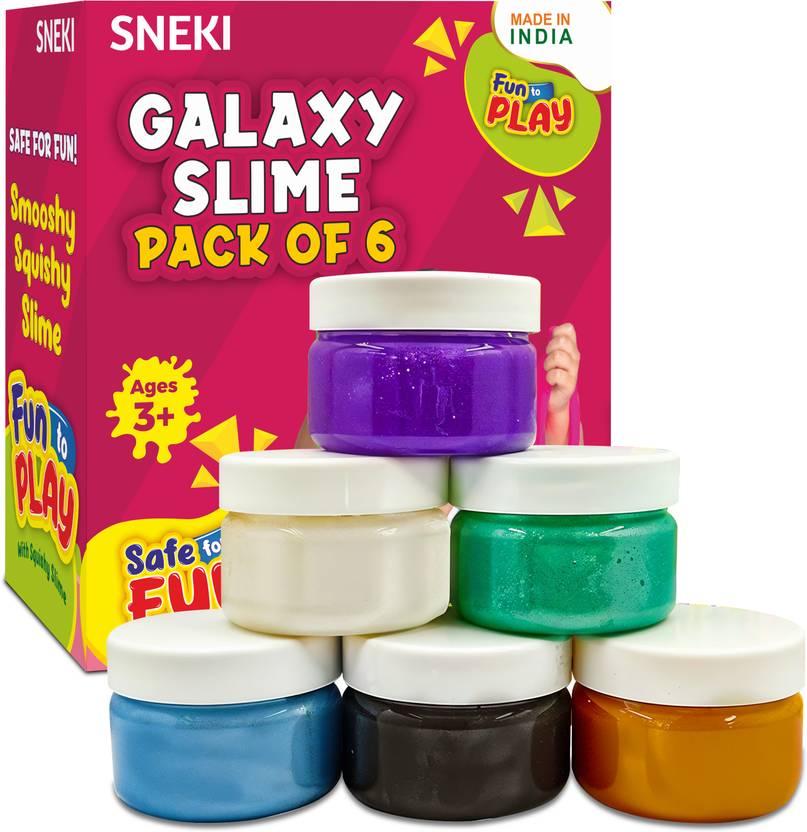 SNEKI Fruit Scented Mix Color Galaxy Slime Gel Pack of 3 and 6