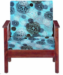 HOTKEI Sky Blue Floral Print Polyester Blend Wooden Sofa Cushion Cover and Slip Protector