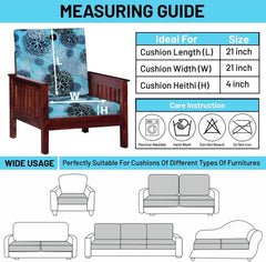 HOTKEI Sky Blue Floral Print Polyester Blend Wooden Sofa Cushion Cover and Slip Protector