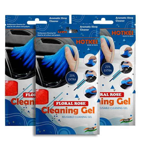 HOTKEI Red Rose Scented Multipurpose Reusable Dust & Dirt Cleaning Gel, Cleaning Slime 100 gm