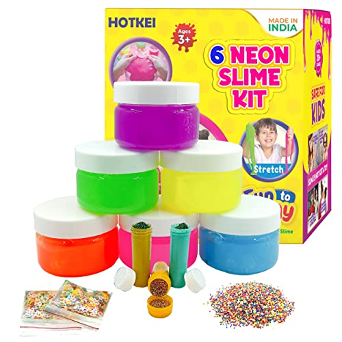 HOTKEI Neon Color Fruit Scented Toy Slime Kit Neon Slime Gel Kids Playing Kit