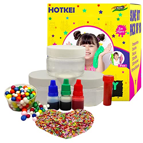 HOTKEI DIY Transparent Scented Toy Slime Kit for Kids with Glitter| Charms | Star | Beads Set