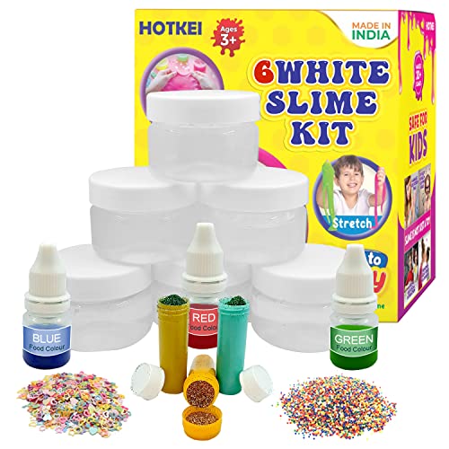 HOTKEI DIY Transparent Scented Toy Slime Kit for Kids with Glitter| Charms | Star | Beads Set
