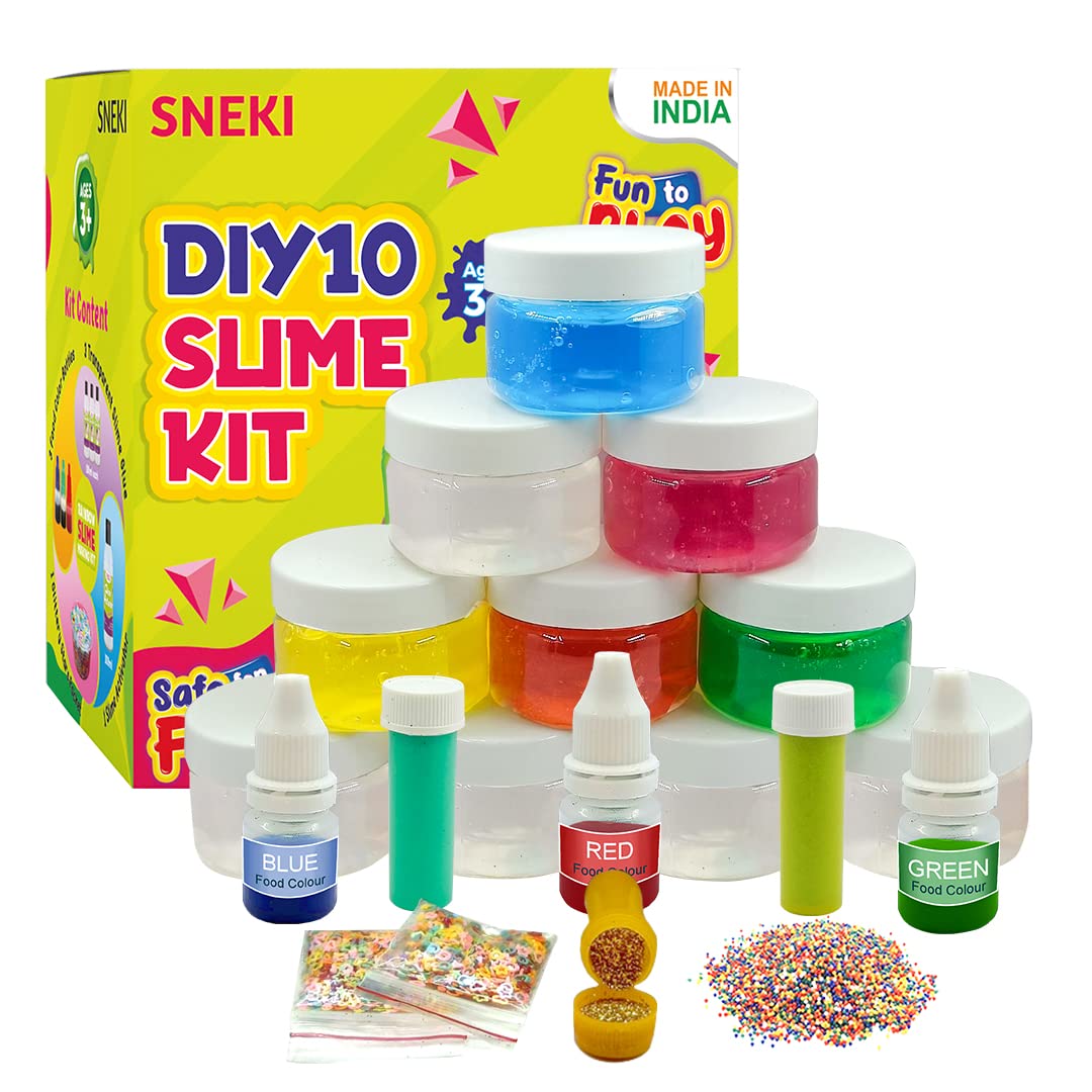 Sneki pack of 10 Colored Slime Kit for Kids on livebetterindia