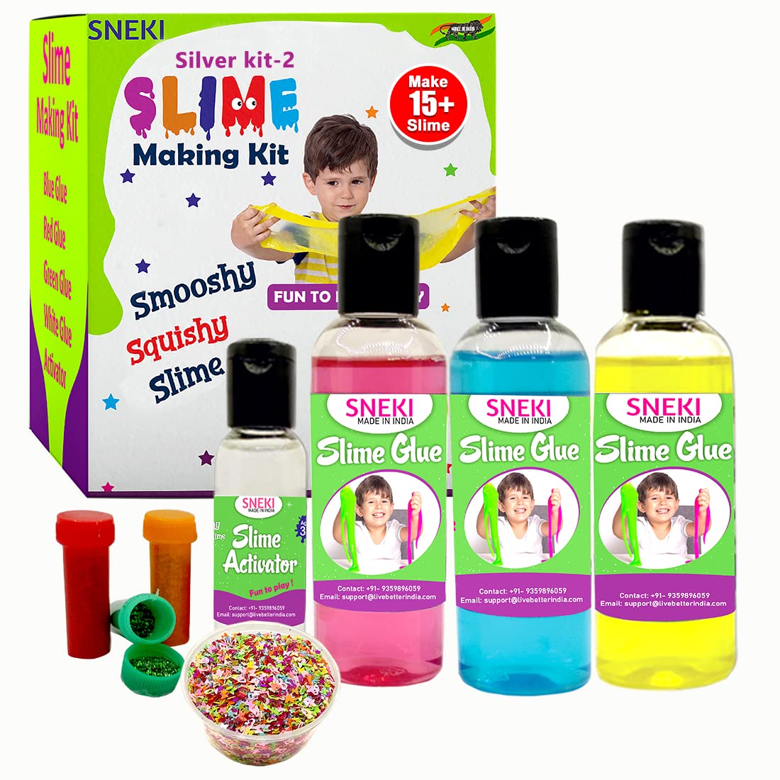 Sneki | Silver-1 Slime making kit for kids on livebetterindia.com
