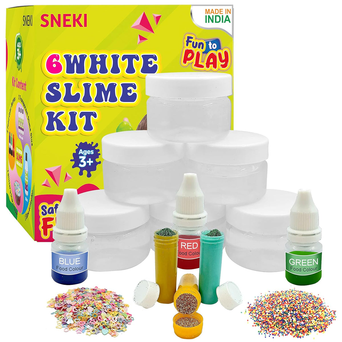 SNEKI DIY Transparent Scented Slime Kit for Kids with Glitter| Charms | Star | Beads Set