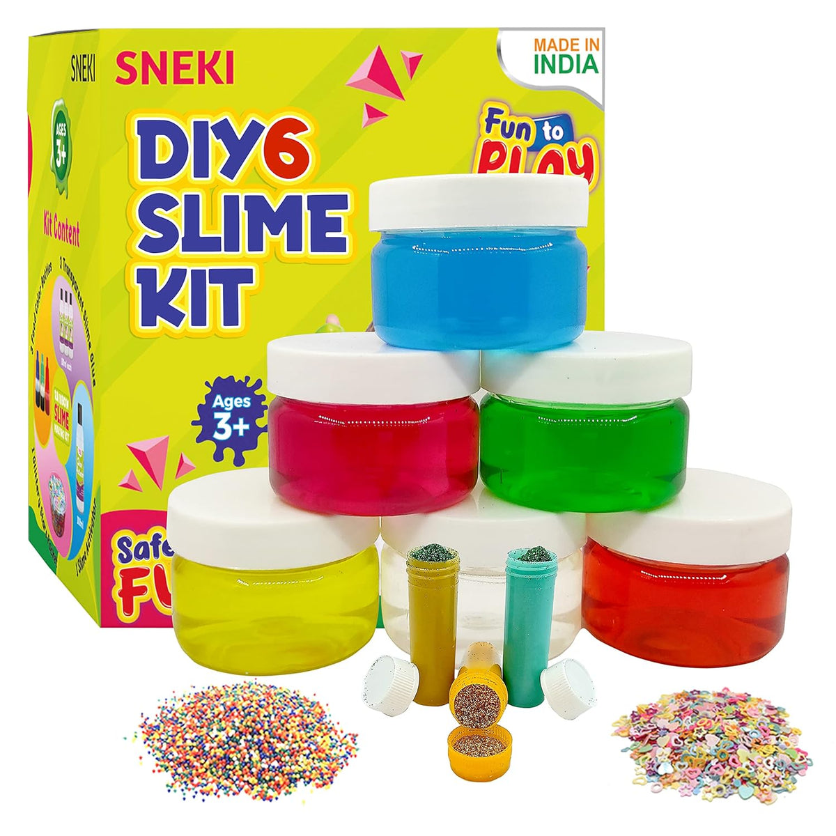 pack of 6 Sneki Slime Kit with Glitter and accessories on livebetterindia