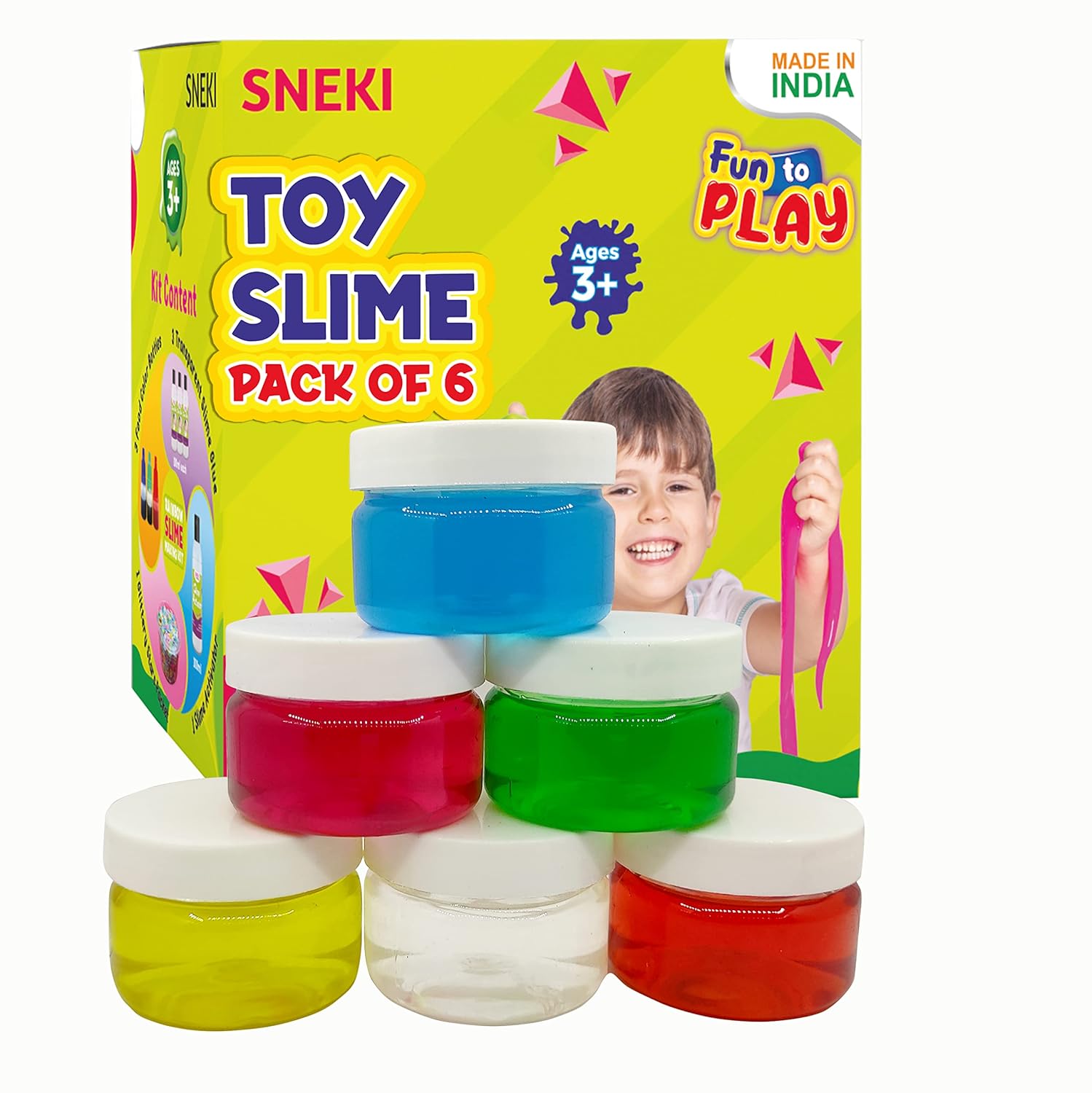 Sneki | Pack of 6 Crystal slime set  on livebetterindia.com