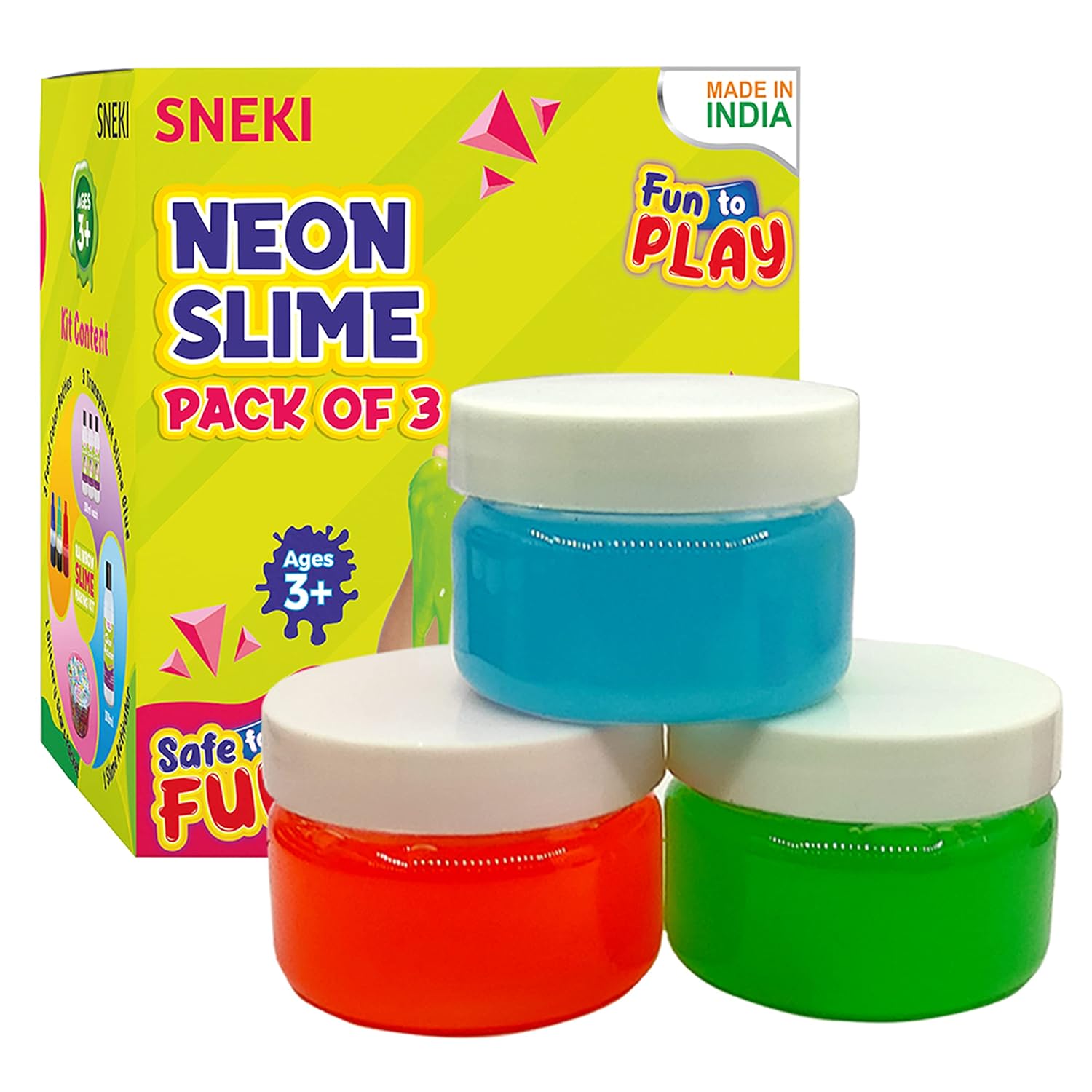 Sneki | Colorful Neon slime pack of 3 on livebetterindia.com