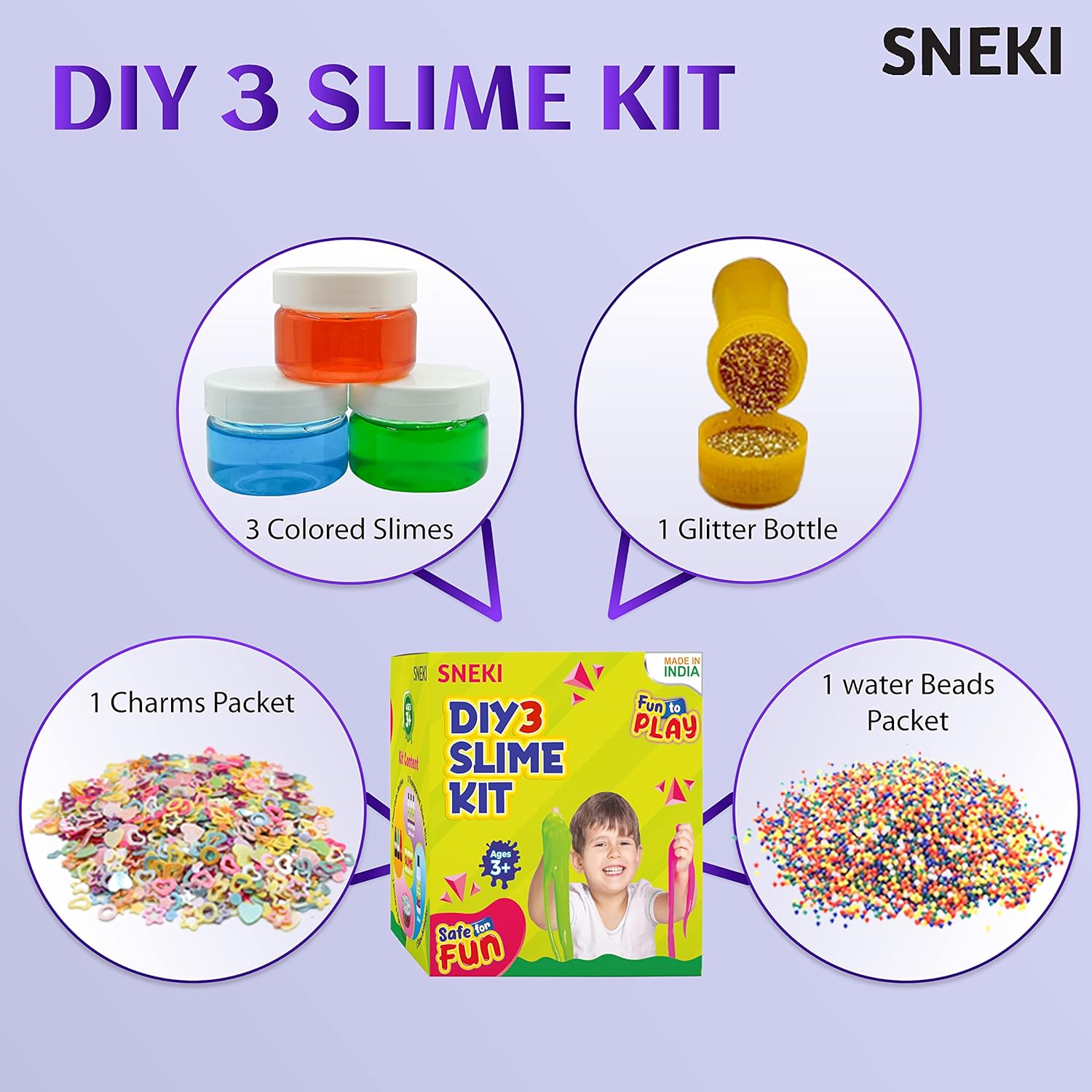 Slime Kit with Charms, Glitter and accessories on livebetterindia