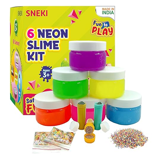 Sneki | pack of 6 Neon colored slime kit with on livebetterindia.com