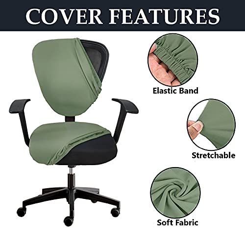 LAZI 2 Piece Green Office Chair Cover and Slipcover for Office Rotating Chair