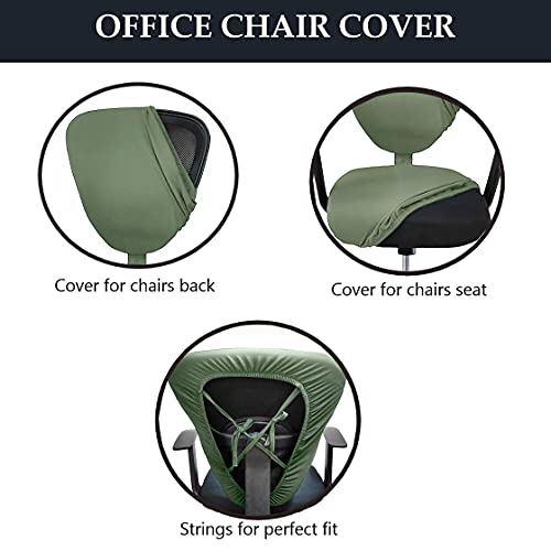 LAZI 2 Piece Green Office Chair Cover and Slipcover for Office Rotating Chair