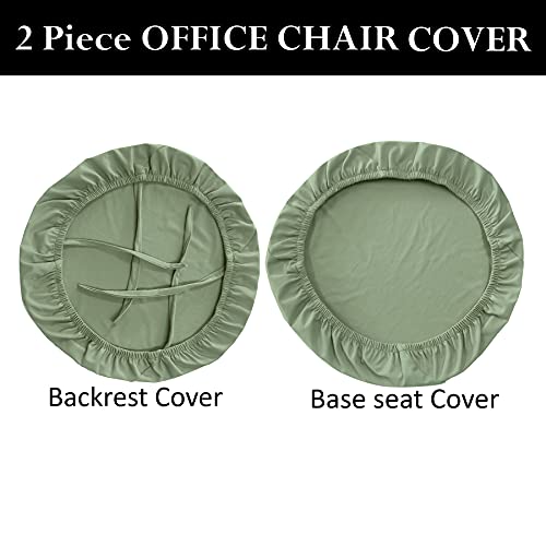 LAZI 2 Piece Green Office Chair Cover and Slipcover for Office Rotating Chair