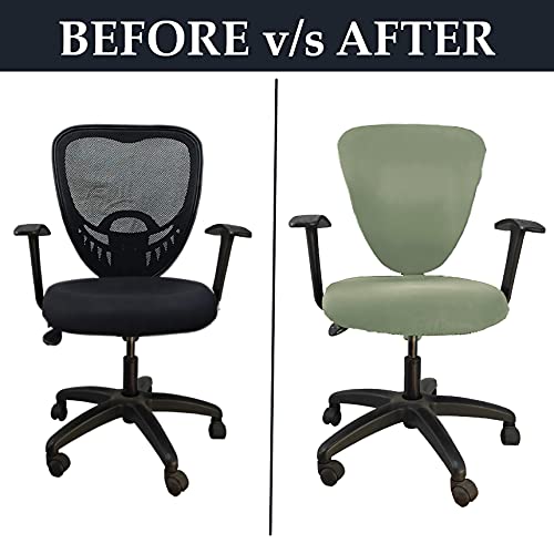 LAZI 2 Piece Green Office Chair Cover and Slipcover for Office Rotating Chair