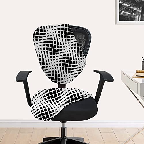 HOTKEI Black and White Abstract Print Office Chair Cover Polyester Blend Chair Slipcovers