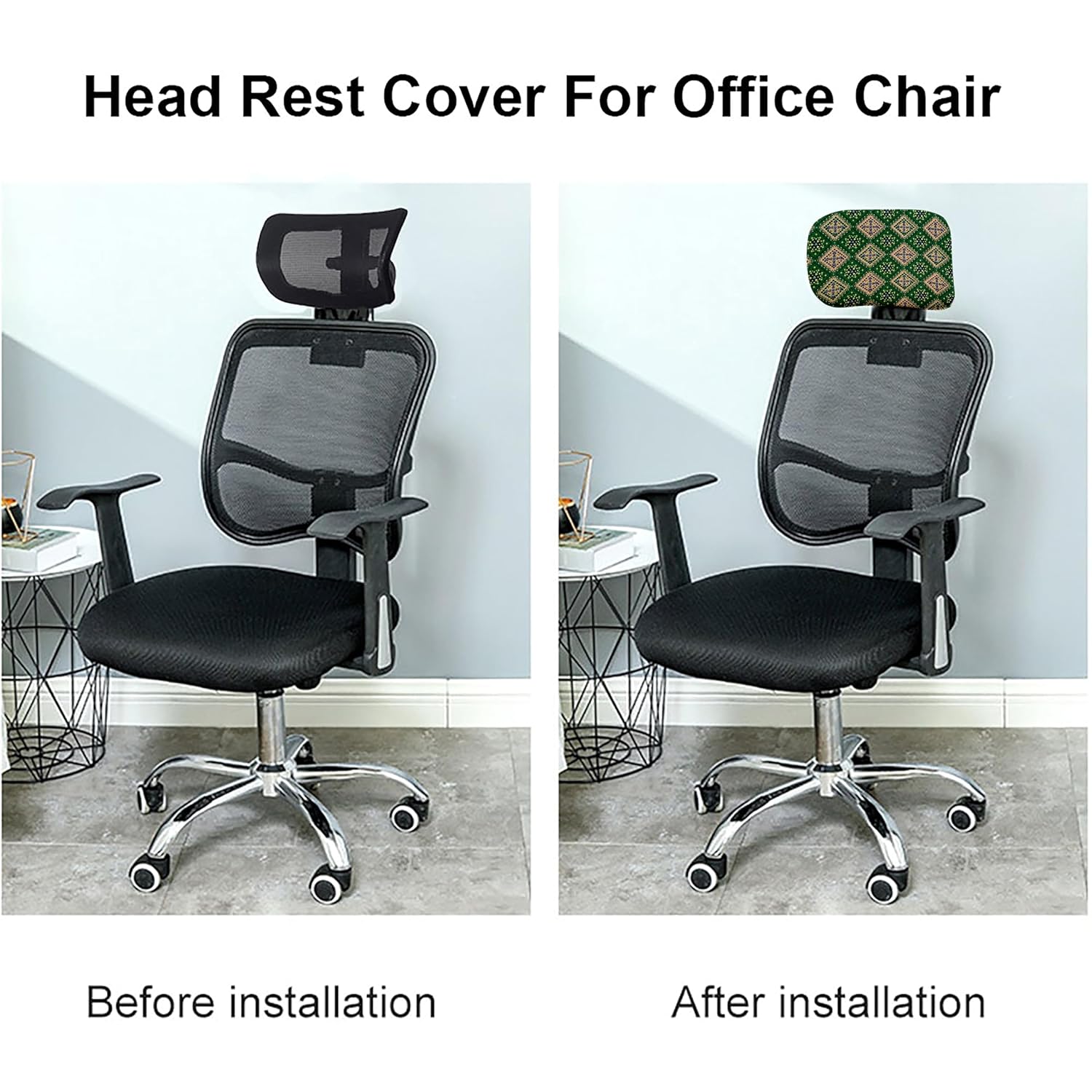 HOTKEI Digital Print Polyester Blend Boss Chair Headrest Cover Protector