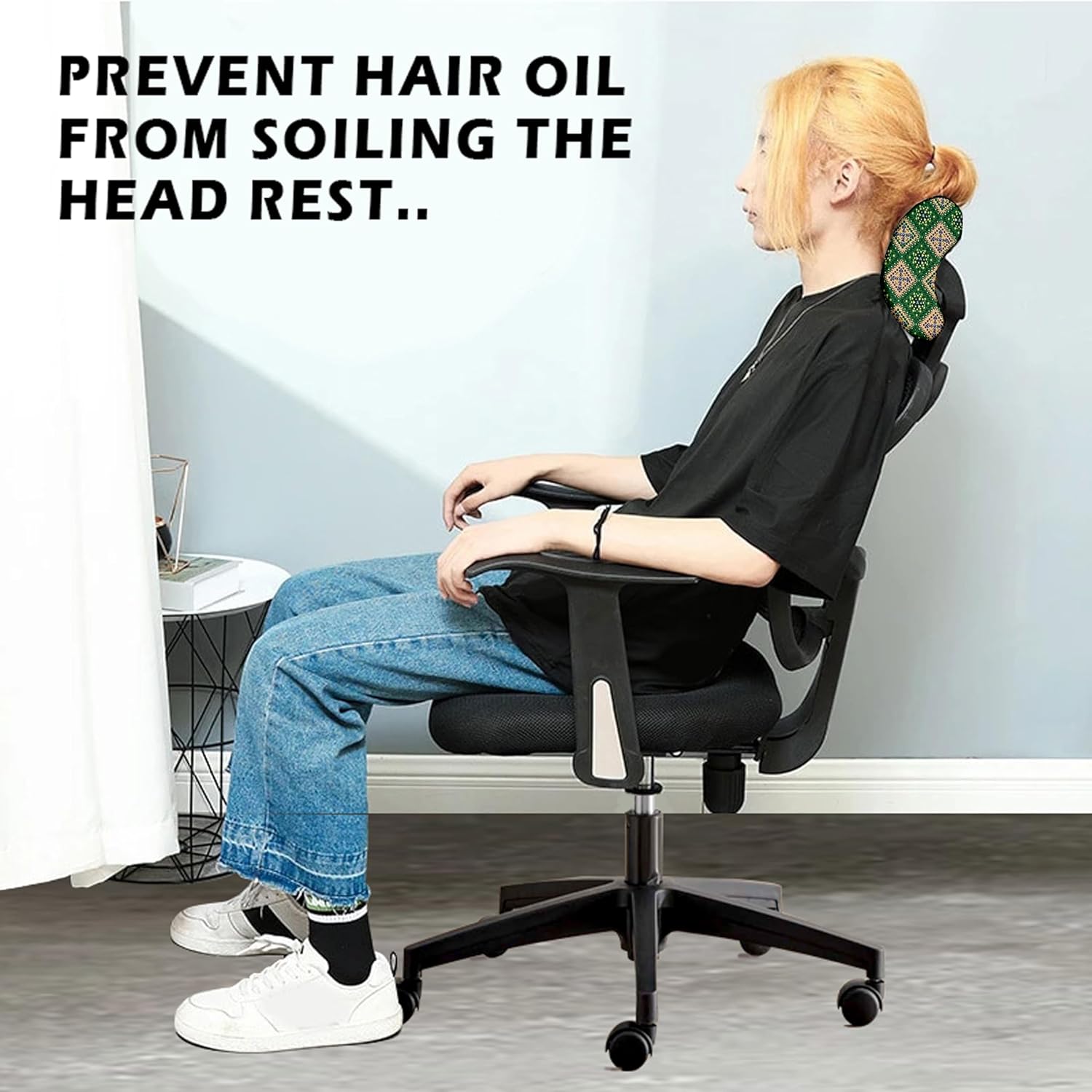 HOTKEI Digital Print Polyester Blend Boss Chair Headrest Cover Protector