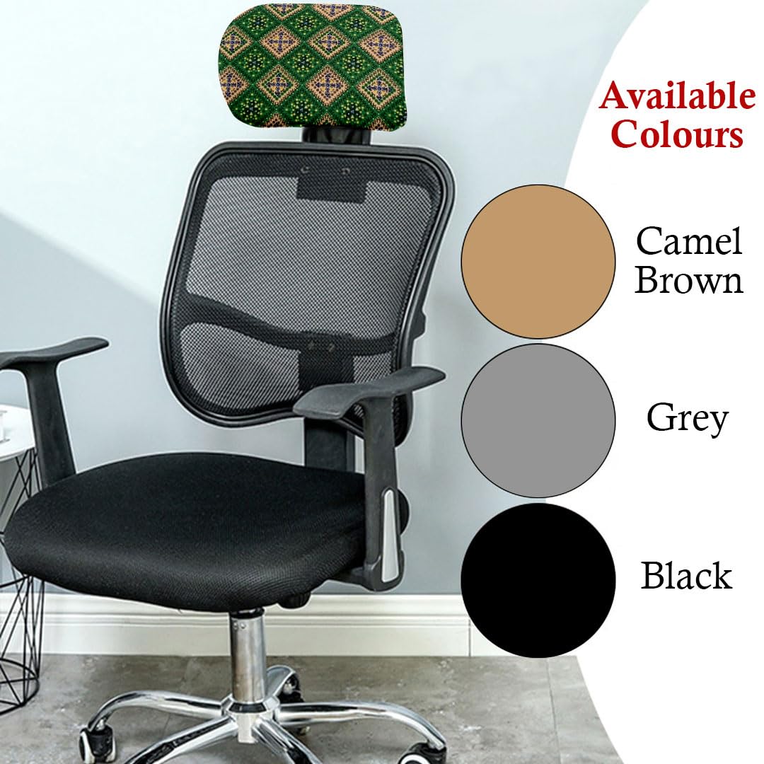HOTKEI Digital Print Polyester Blend Boss Chair Headrest Cover Protector