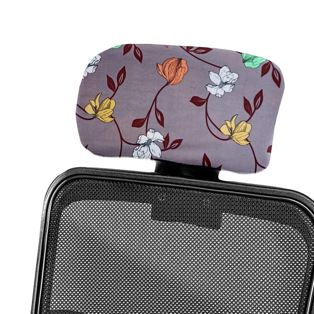 HOTKEI Floral Printed Polyester Office Chair Headrest Cover Computer Executive Rotating Chair Head Rest and Slipcover