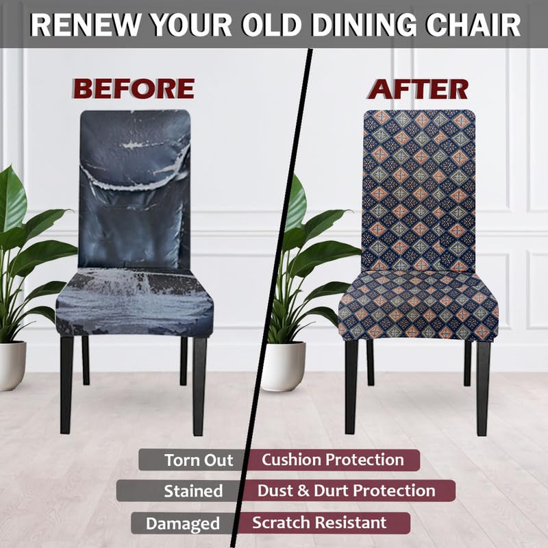 HOTKEI Graphic Printed Dining Chair Cover Stretchable Cushion Slipcover and Seat Protector