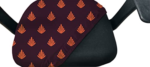 HOTKEI Leaf Print Wine Red Executive Office Chair Cover and Seat Protector for Office Chair