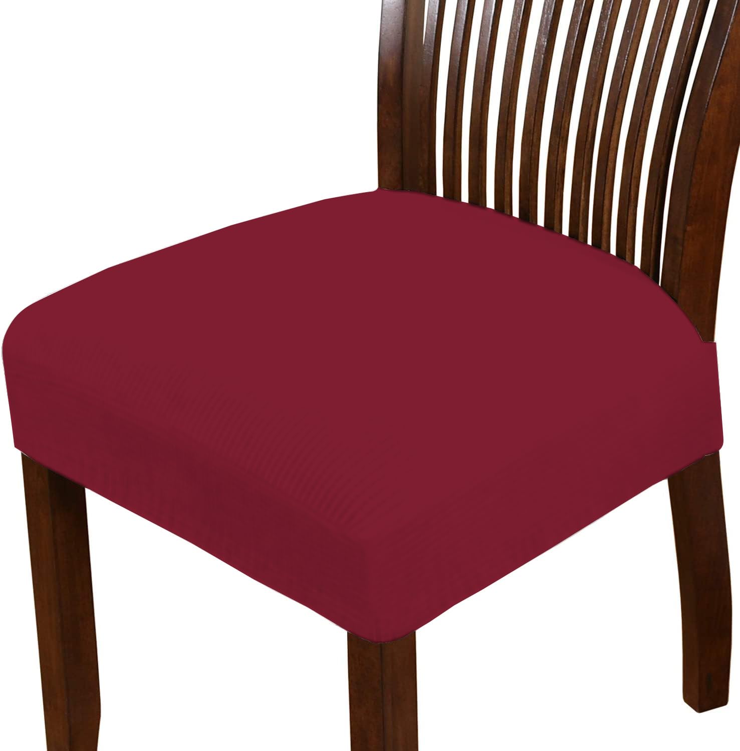 HOTKEI Maroon Dining Chair Seat Cover Stretchable Cushion Protector