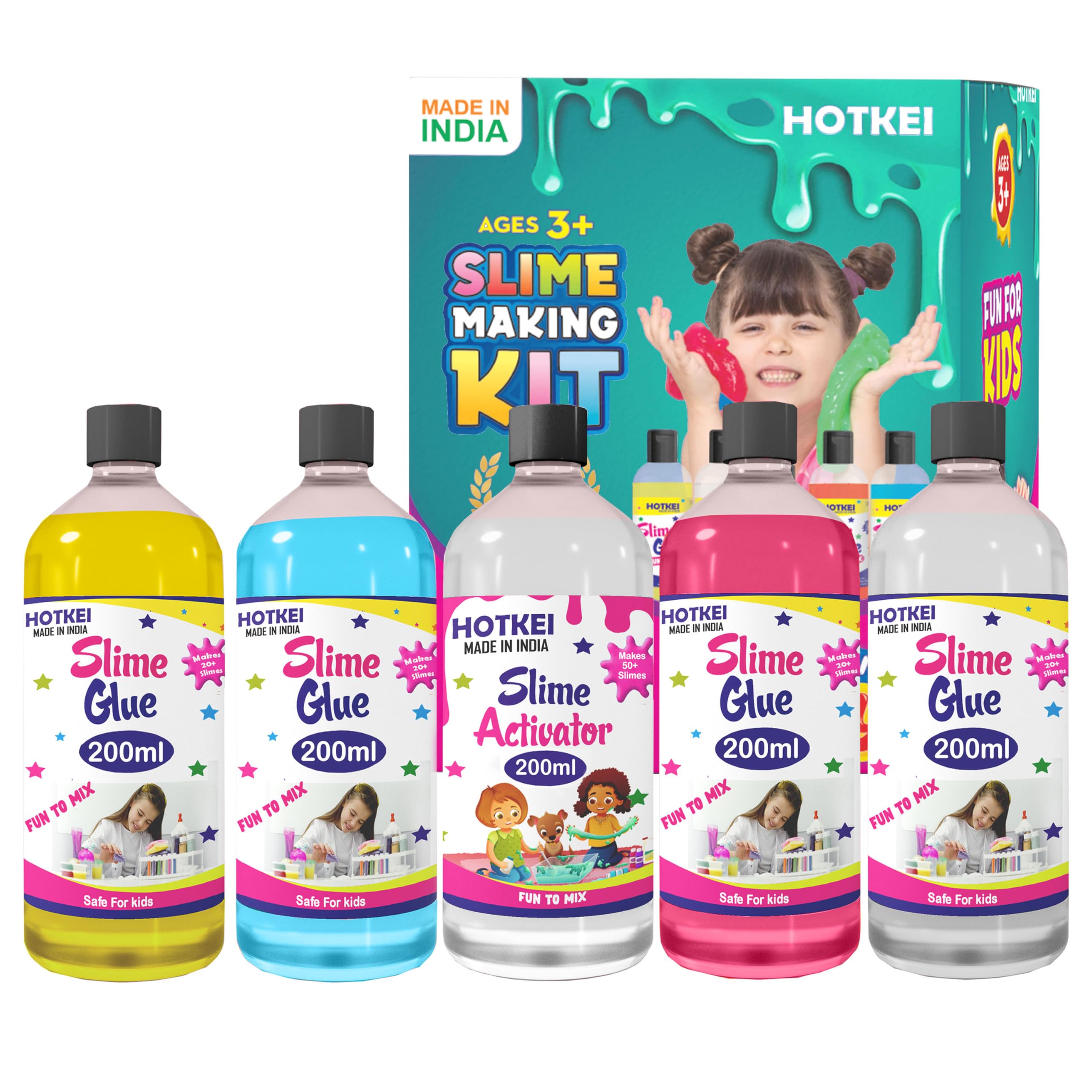 HOTKEI Multicolor Scented DIY Magic Slime Making Kit with 1 Activator 4 Scented Glue