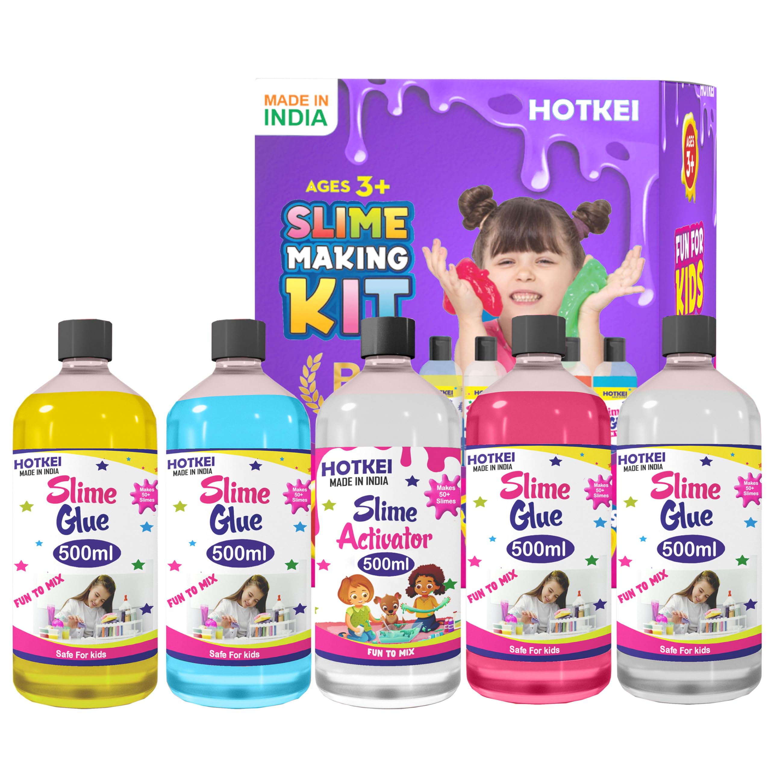 HOTKEI Multicolor Scented DIY Magic Slime Making Kit with 1 Activator 4 Scented Glue