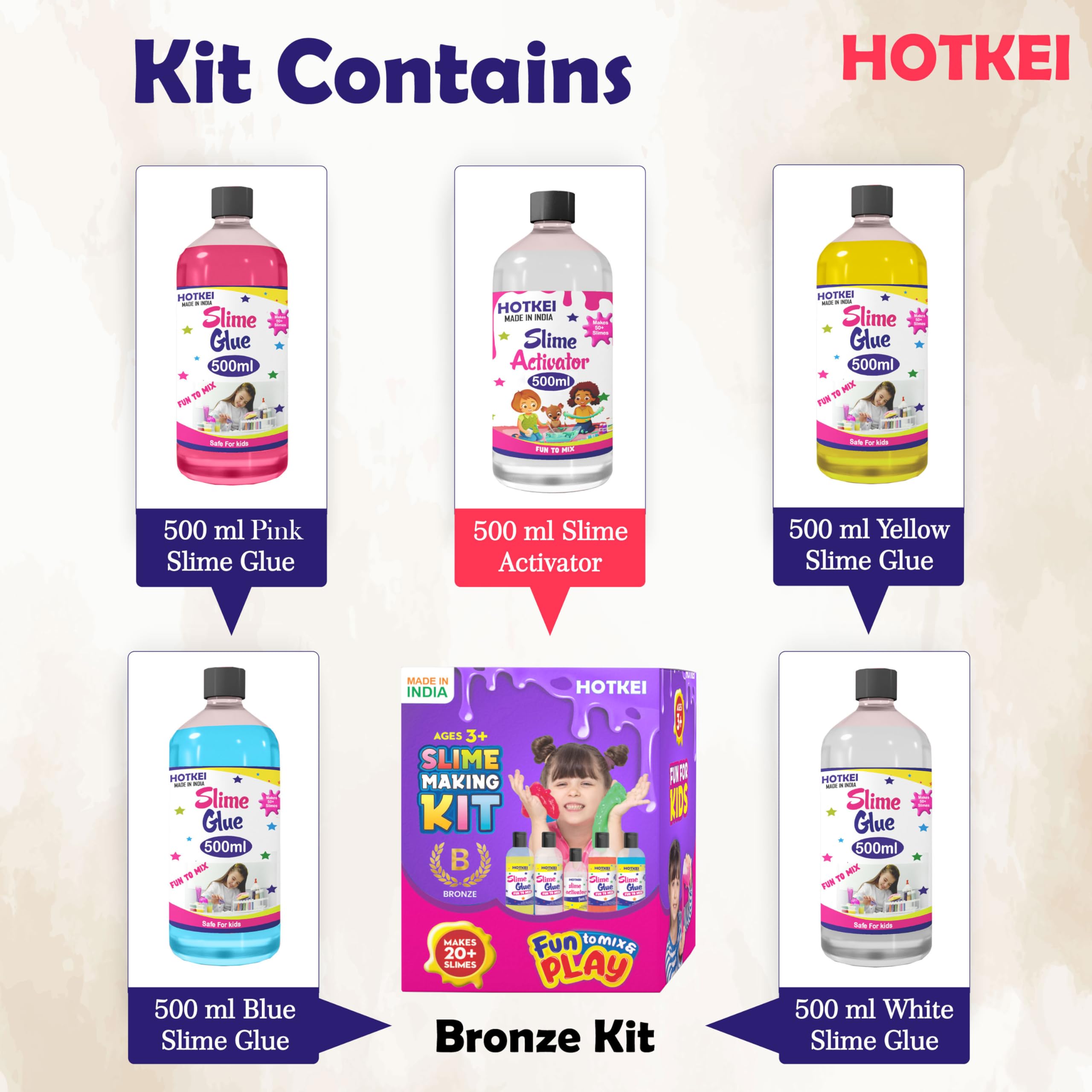 HOTKEI Multicolor Scented DIY Magic Slime Making Kit with 1 Activator 4 Scented Glue