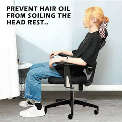 HOTKEI Off white Abstract Printed Office Chair Headrest Cover and Protector