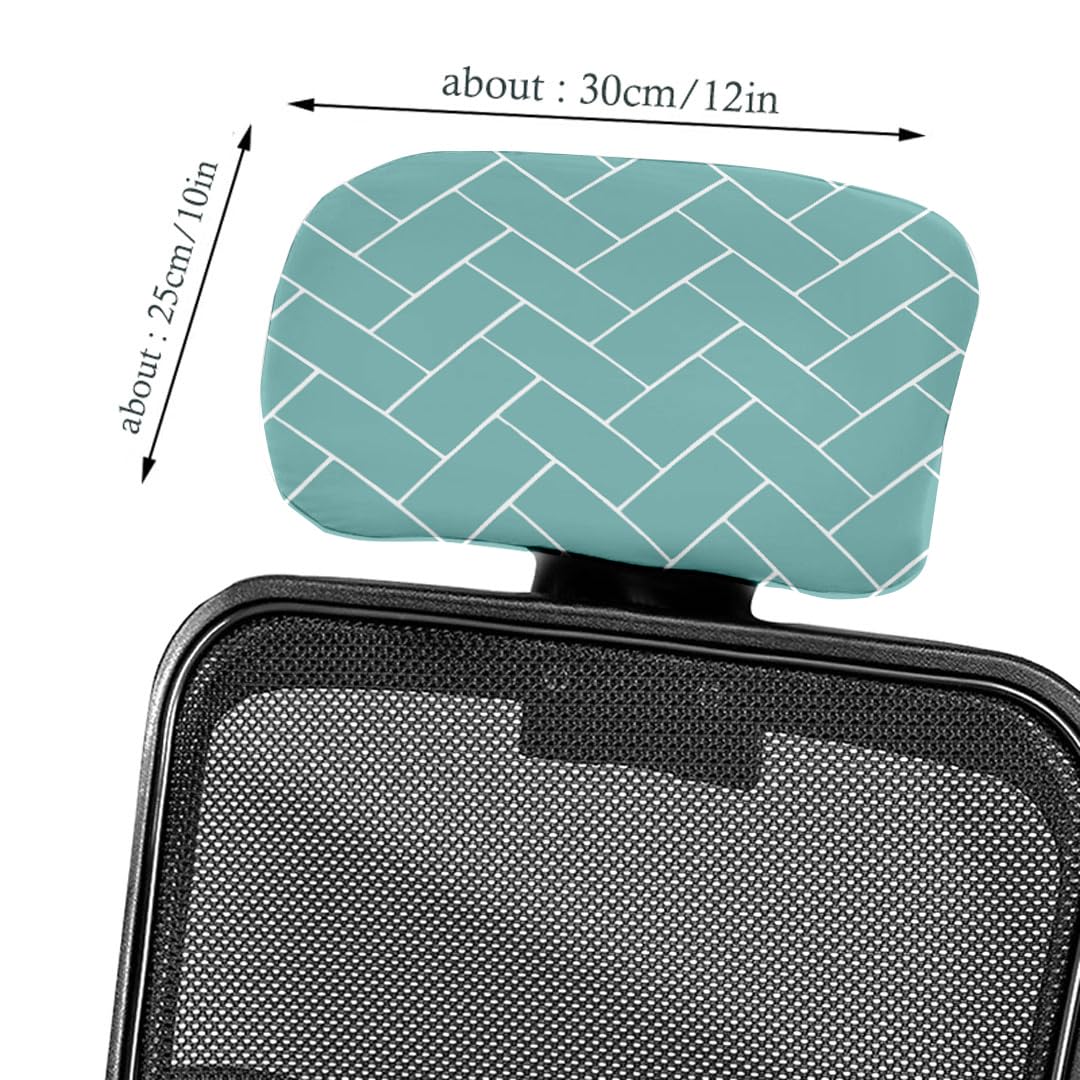 HOTKEI Pastel Green Brick Print Soft Polyester Office Chair Headrest Cover and Protector