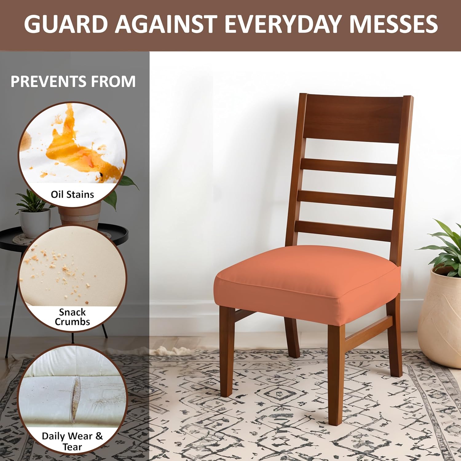 HOTKEI Peach Dining Chair Base Cover Stretchable Chair Cushion Protector and Slipcover for Dining Chair Cover