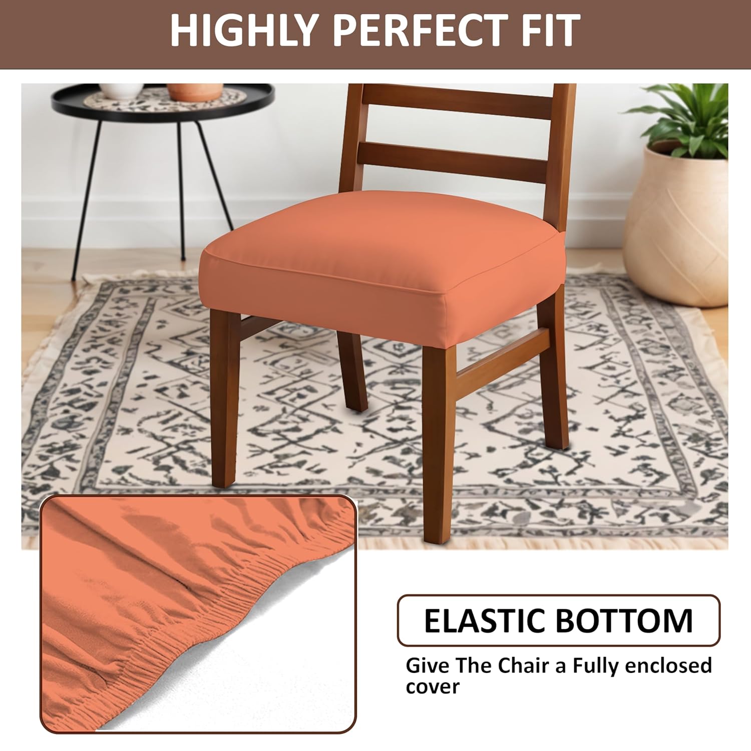 HOTKEI Peach Dining Chair Base Cover Stretchable Chair Cushion Protector and Slipcover for Dining Chair Cover