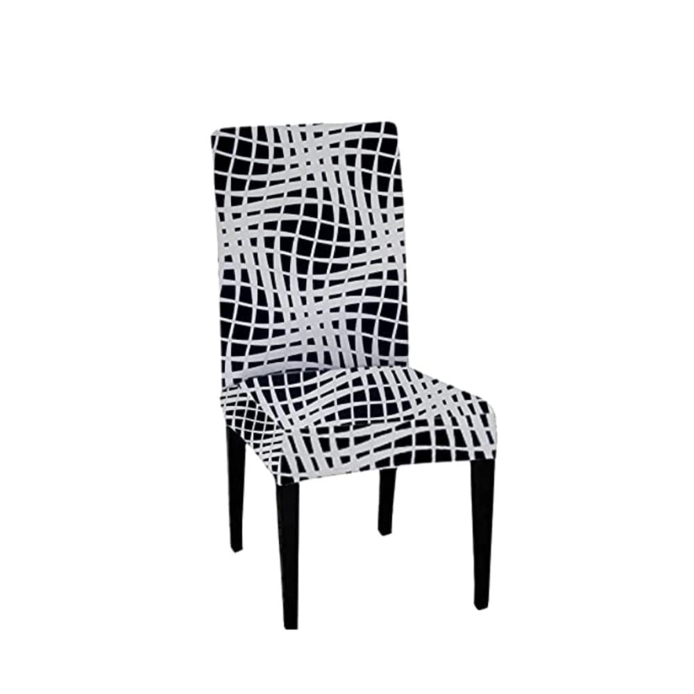 Lazi | Black & white printed dining chair cover on livebetterindia