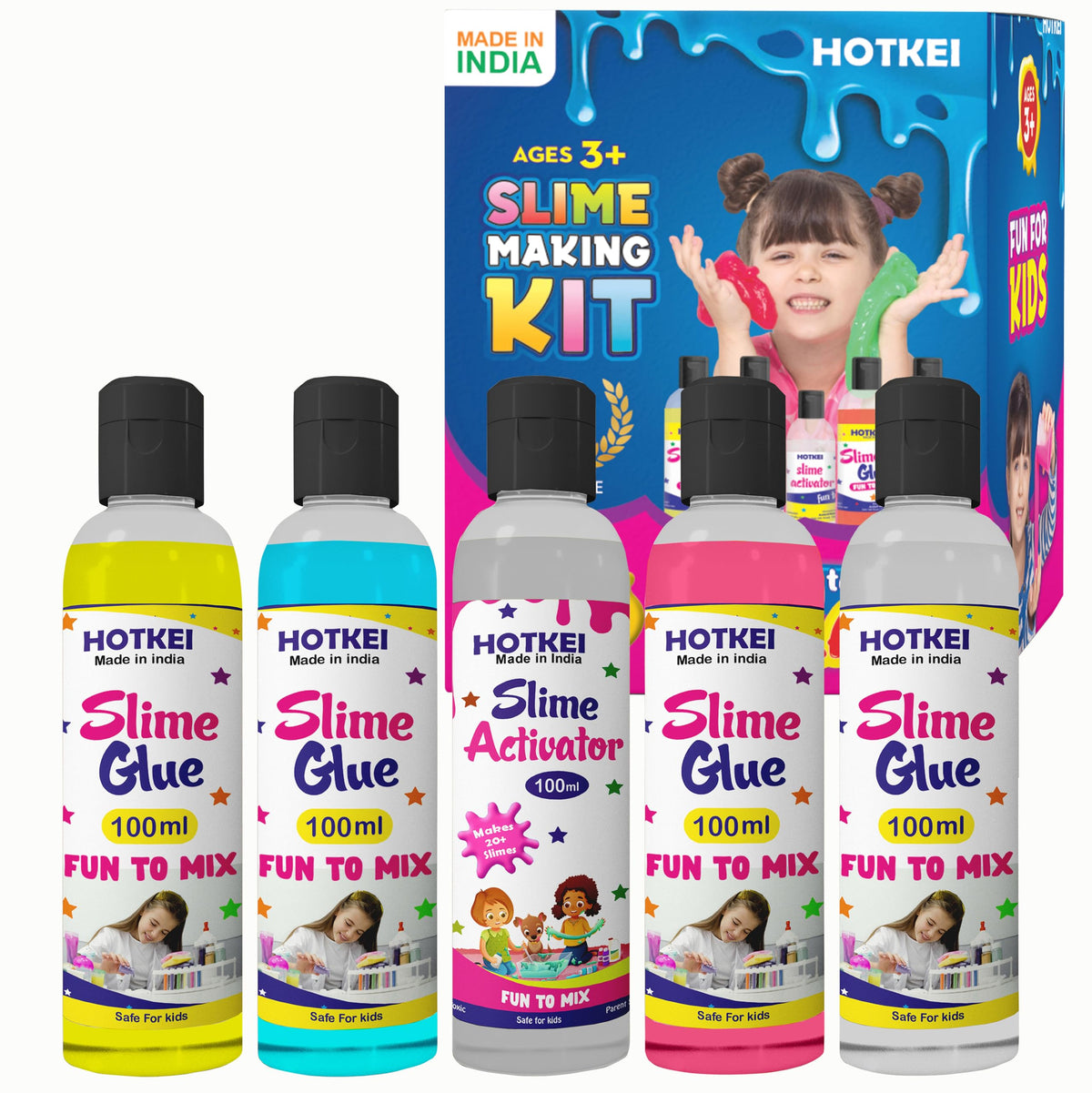 HOTKEI Multicolor Scented DIY Magic Slime Making Kit with 1 Activator 4 Scented Glue