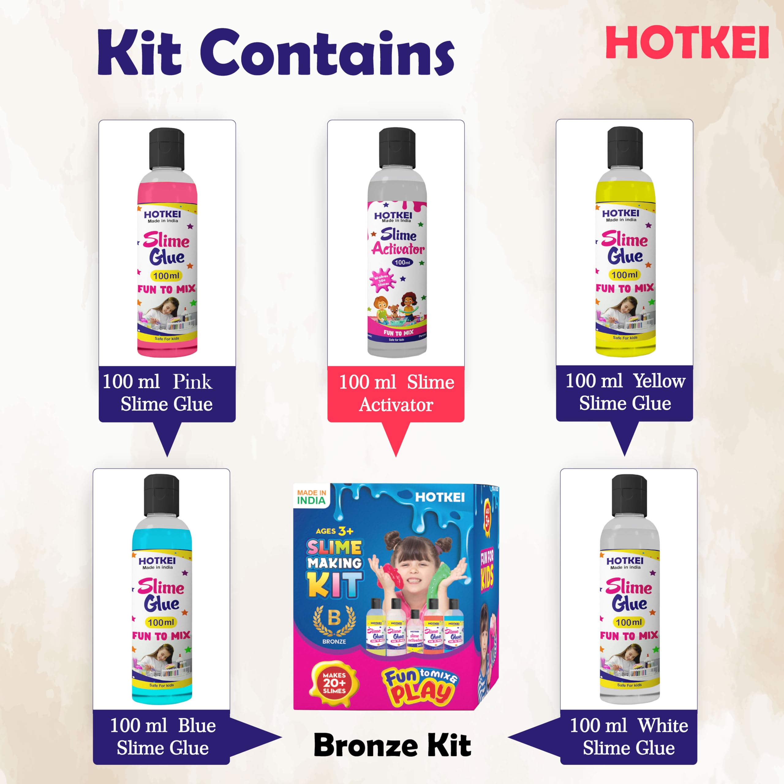 HOTKEI Multicolor Scented DIY Magic Slime Making Kit with 1 Activator 4 Scented Glue