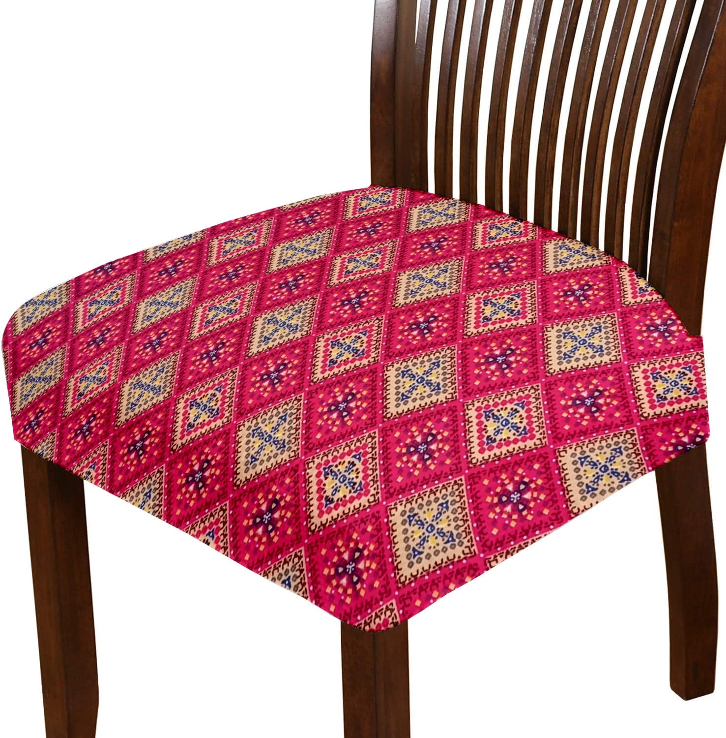 HOTKEI Traditional Print Pink Dining Chair Cover Stretchable Seat Protector
