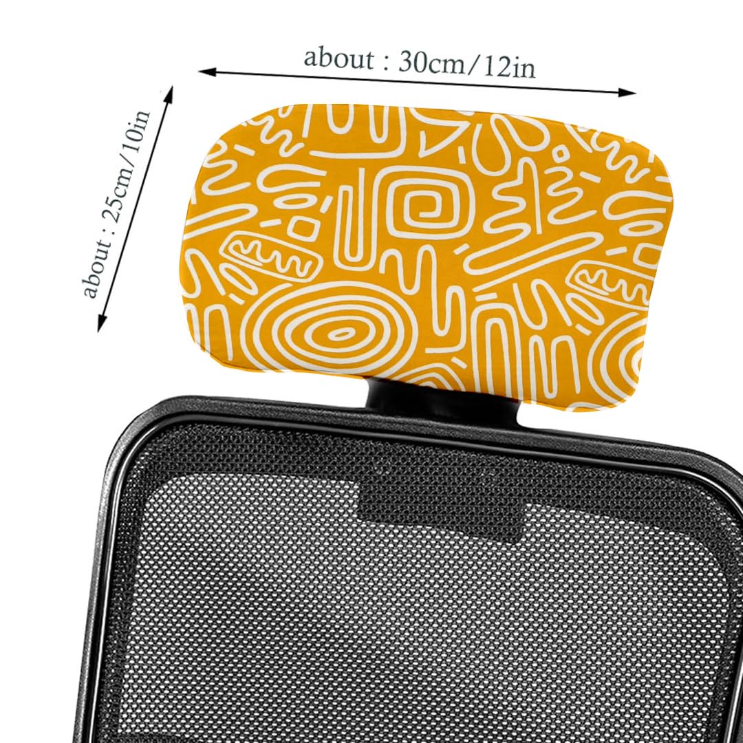 HOTKEI Yellow Abstract Print Polyester Office Chair Headrest Cover and Protector