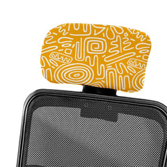 HOTKEI Yellow Abstract Print Polyester Office Chair Headrest Cover and Protector