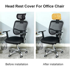 HOTKEI Yellow Abstract Print Polyester Office Chair Headrest Cover and Protector