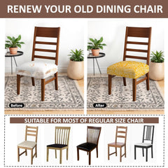 HOTKEI Yellow Abstract Printed Dining Chair Seat Cover and Cushion Protector for Dining Chair Cover