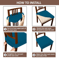 LAZI Airforce Blue Chair Seat Protector, Elastic Cushion Slipcover for Dining Chair