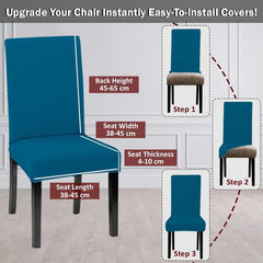 LAZI Airforce Blue Stretchable Dining Chair Cushion Cover for Dining Seat Protector and Slipcover