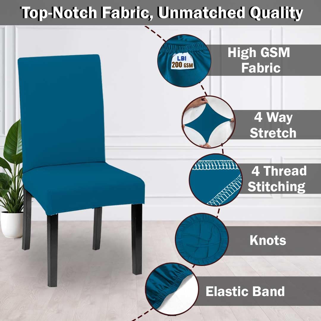 LAZI Airforce Blue Stretchable Dining Chair Cushion Cover for Dining Seat Protector and Slipcover
