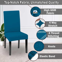 LAZI Airforce Blue Stretchable Dining Chair Cushion Cover for Dining Seat Protector and Slipcover