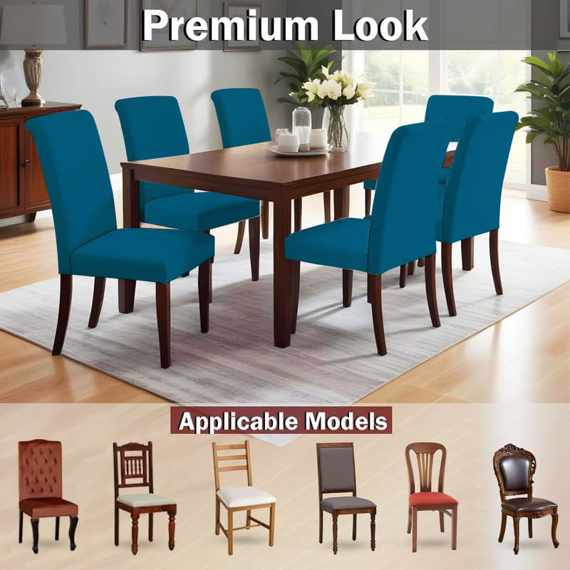 LAZI Airforce Blue Stretchable Dining Chair Cushion Cover for Dining Seat Protector and Slipcover
