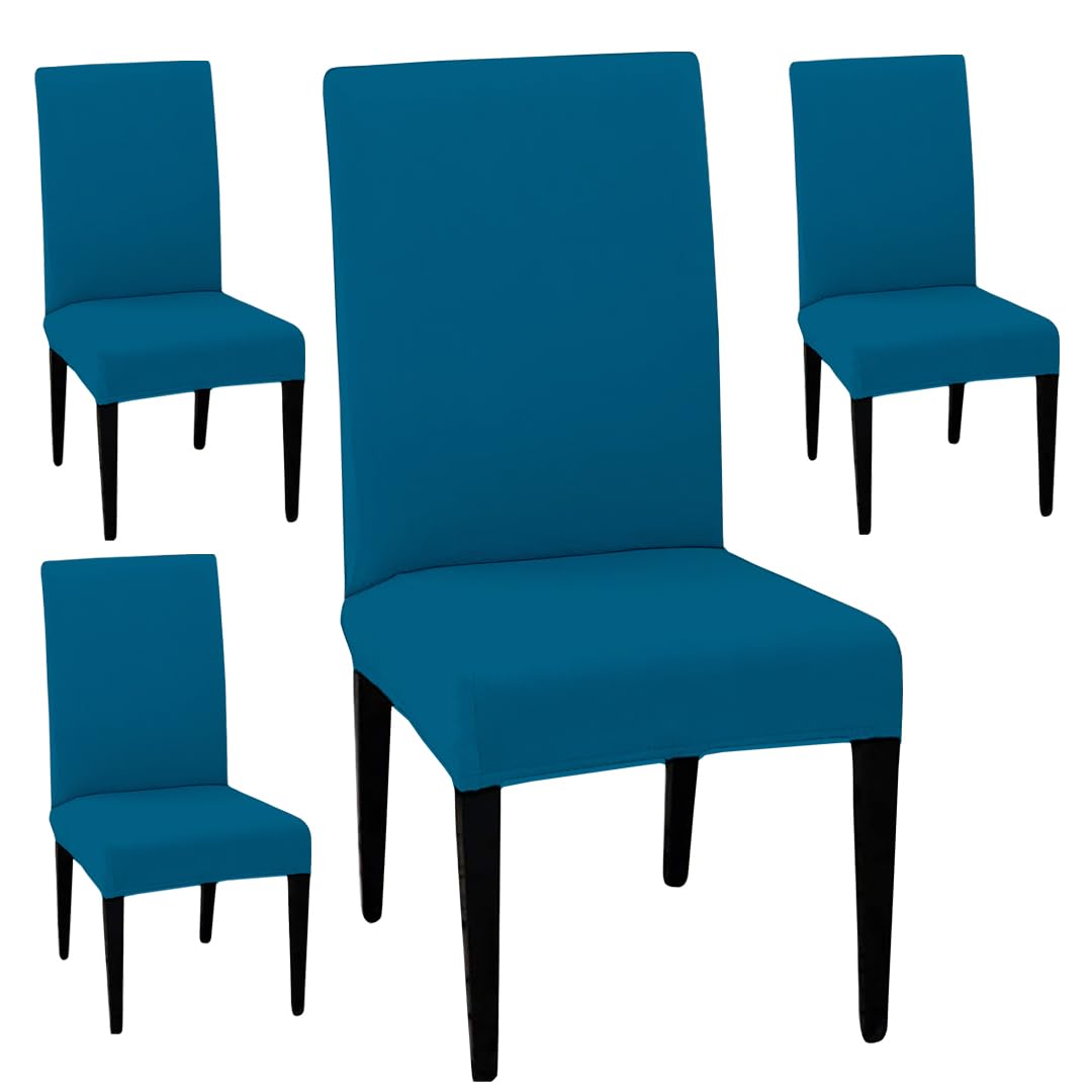 LAZI Airforce Blue Stretchable Dining Chair Cushion Cover for Dining Seat Protector and Slipcover