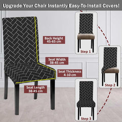 LAZI Black Brick Printed Dining Chair Cover, Seat Protector and Cushion Slipcover